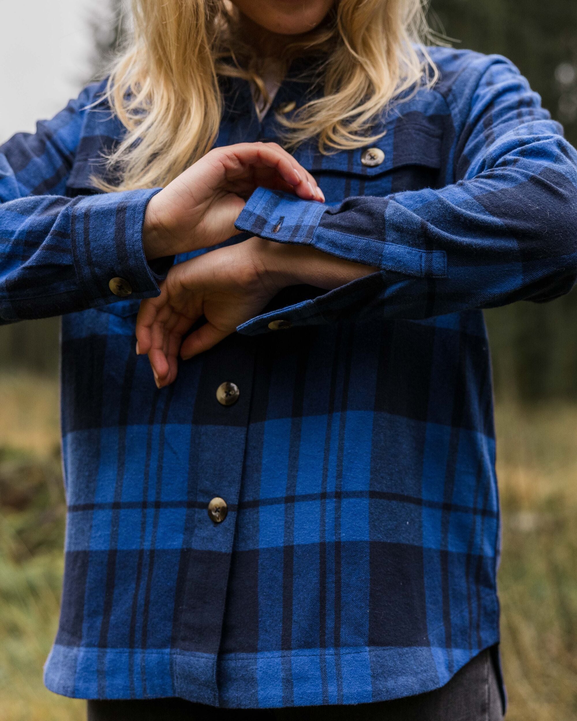 Harmony Organic Cotton Check Shirt - True Blue - Lifestyle