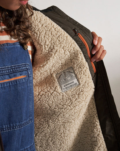 Flora Recycled Sherpa Lined Parka - Coffee - Studio Model