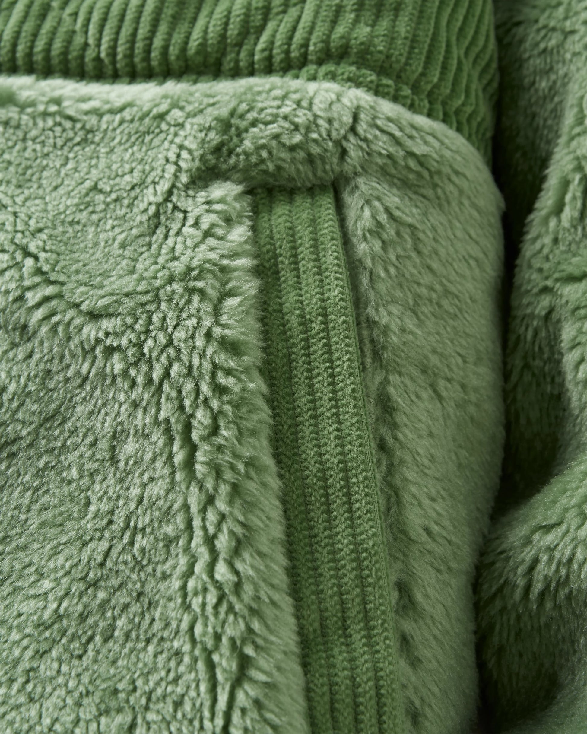 Awaken Recycled Deep-Pile Sherpa Fleece - Stem Green - Flatlay