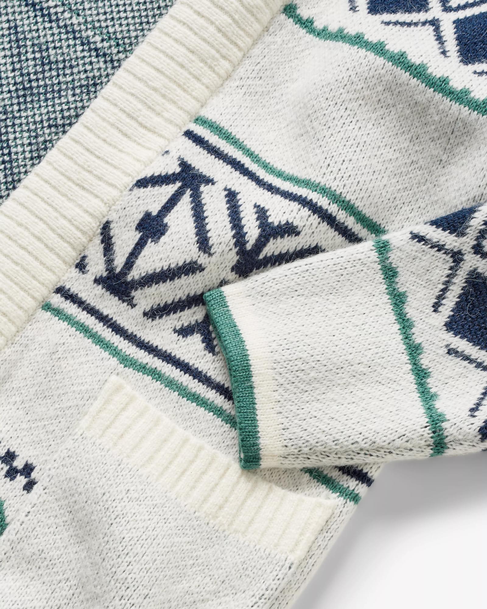 Whimsical Recycled Knit Cardigan - Homespun Stripe Off White - Flatlay