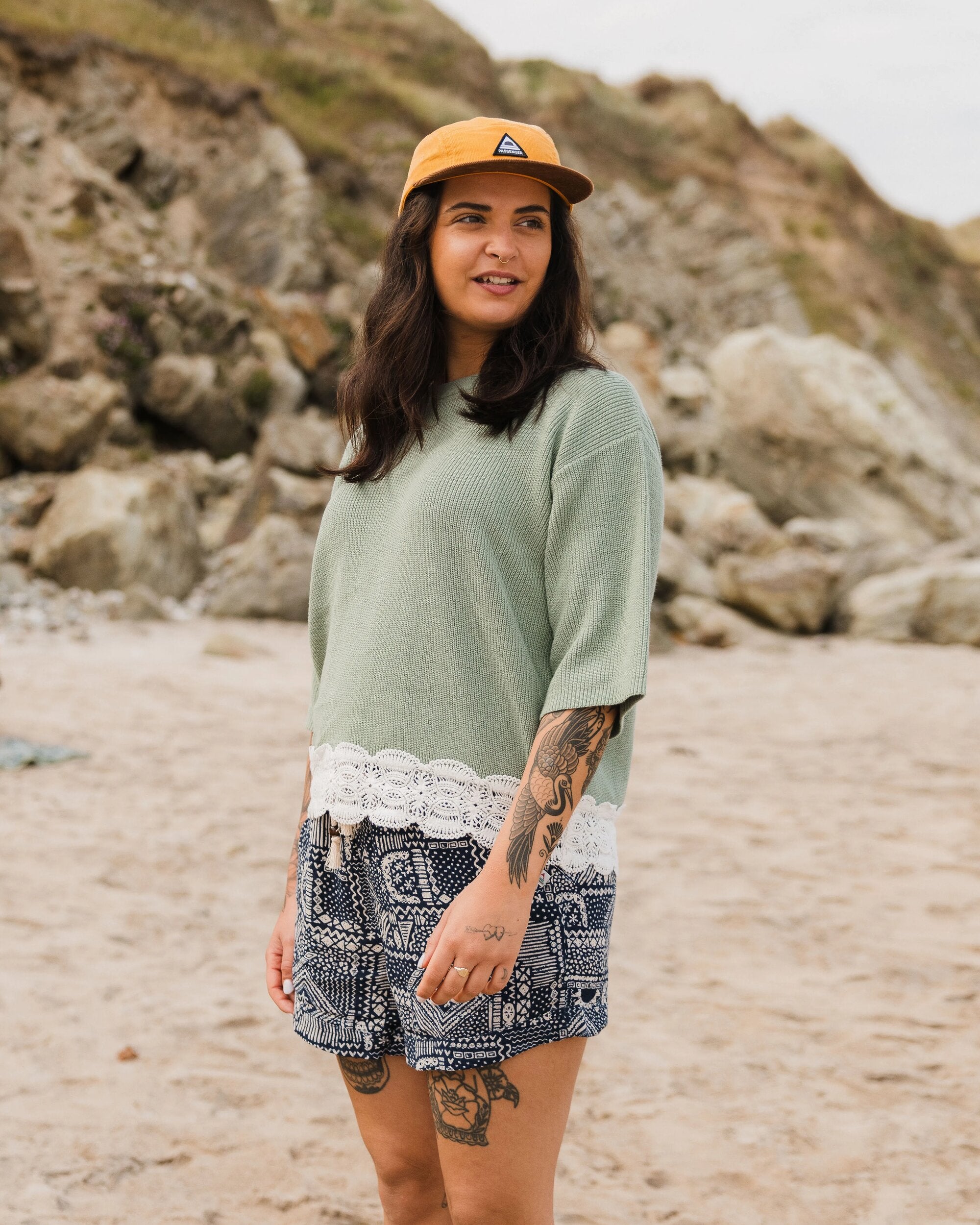 Vintage Organic Knitted Jumper - Pistachio - Lifestyle
