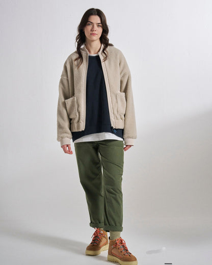 Lucia Recycled Sherpa Fleece - Vintage White - Studio Model