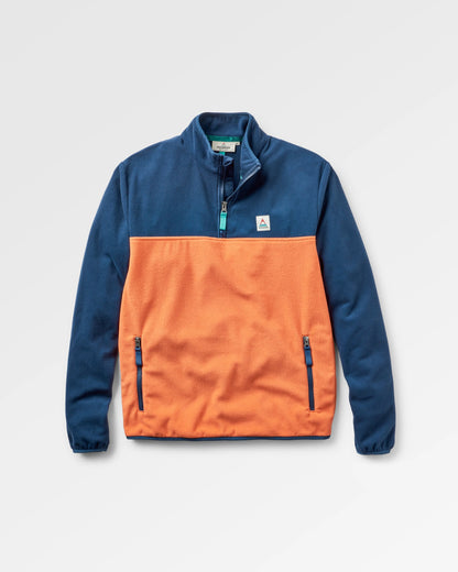 Set Off Recycled Polar 1/4 Zip Fleece - Rich Navy/ Burnt Orange