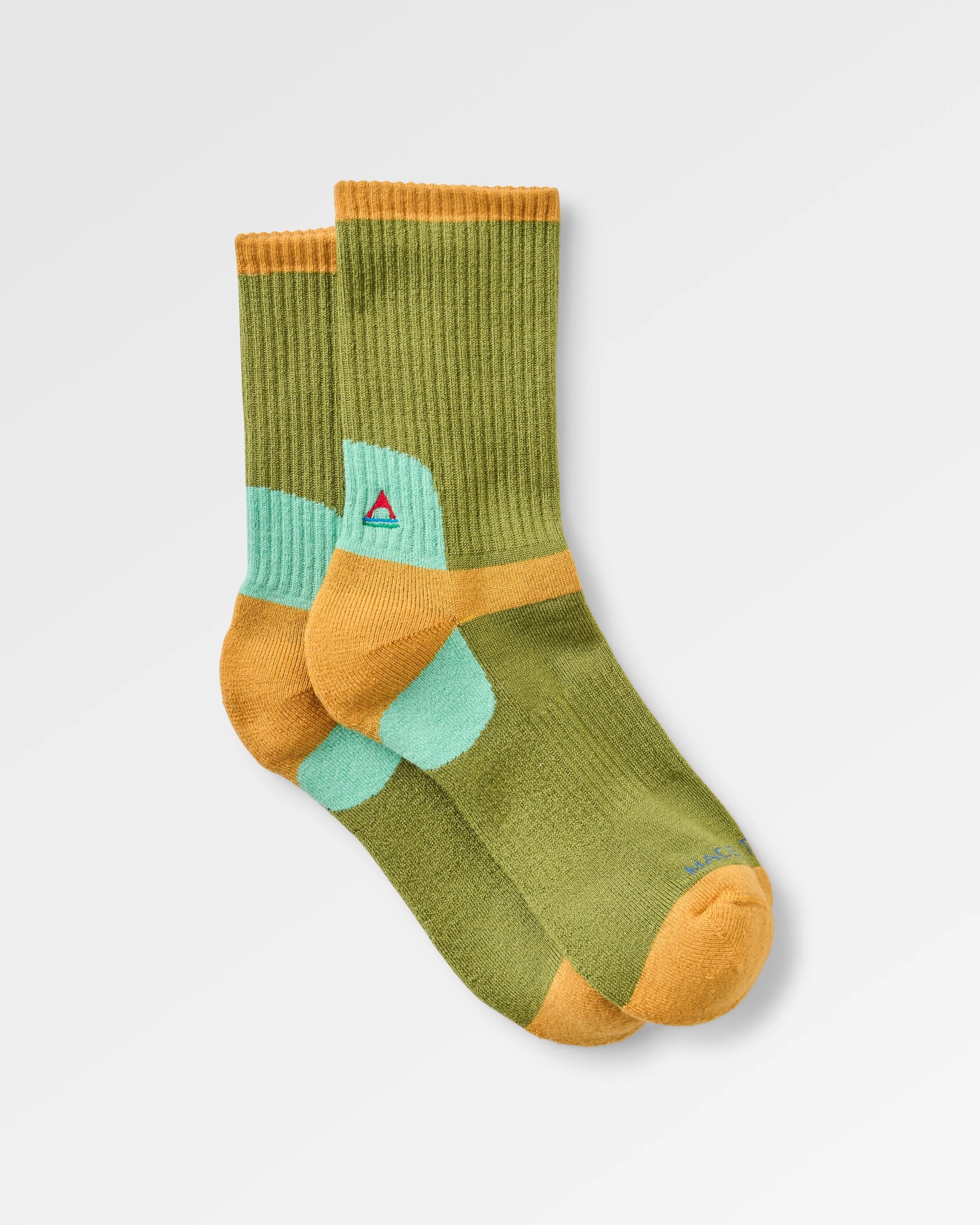 Yukon Merino Active Crew Sock - Tea Green - Flatlay