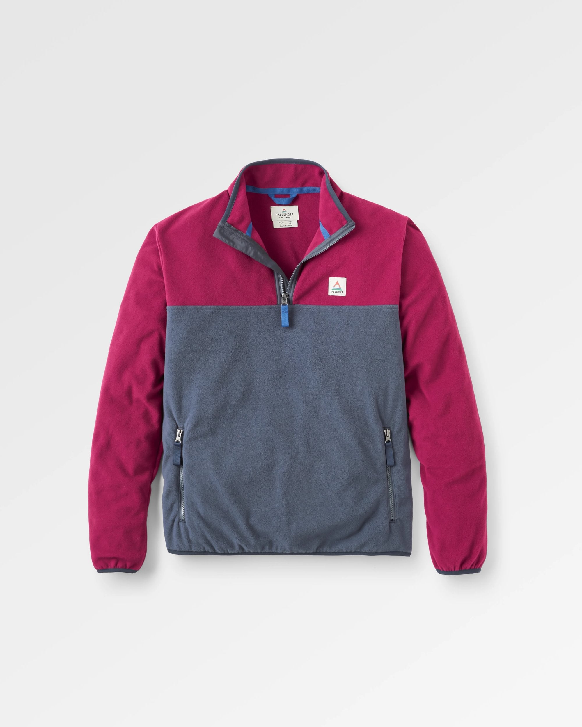 Set Off Recycled Polar 1/4 Zip Fleece - Warm Berry/Charcoal  - Flatlay