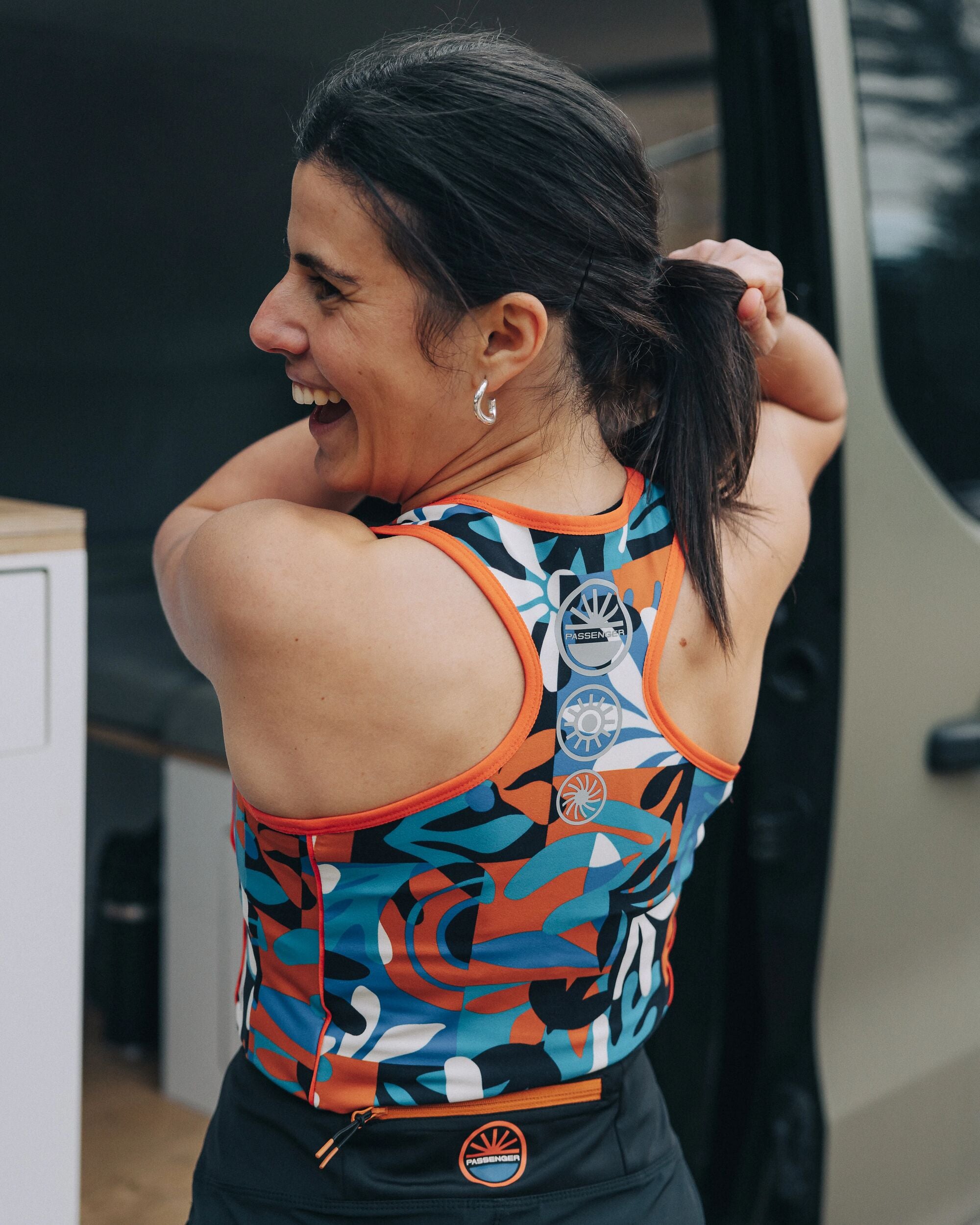 Mantra Recycled Active Crop Top - Mountain Foliage Blue - Lifestyle