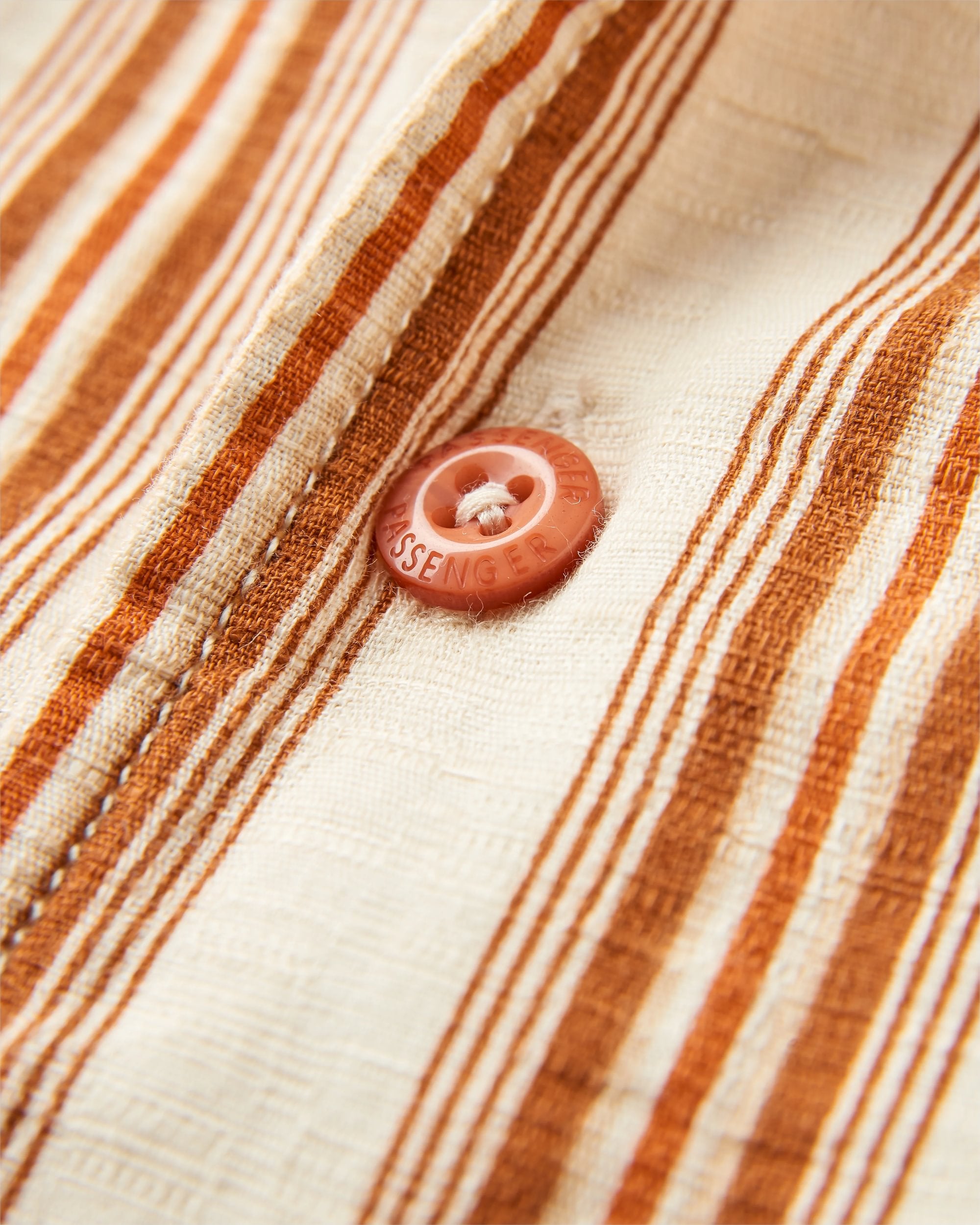 Cove Organic Textured Shirt - Sunset Orange Stripe - Flatlay
