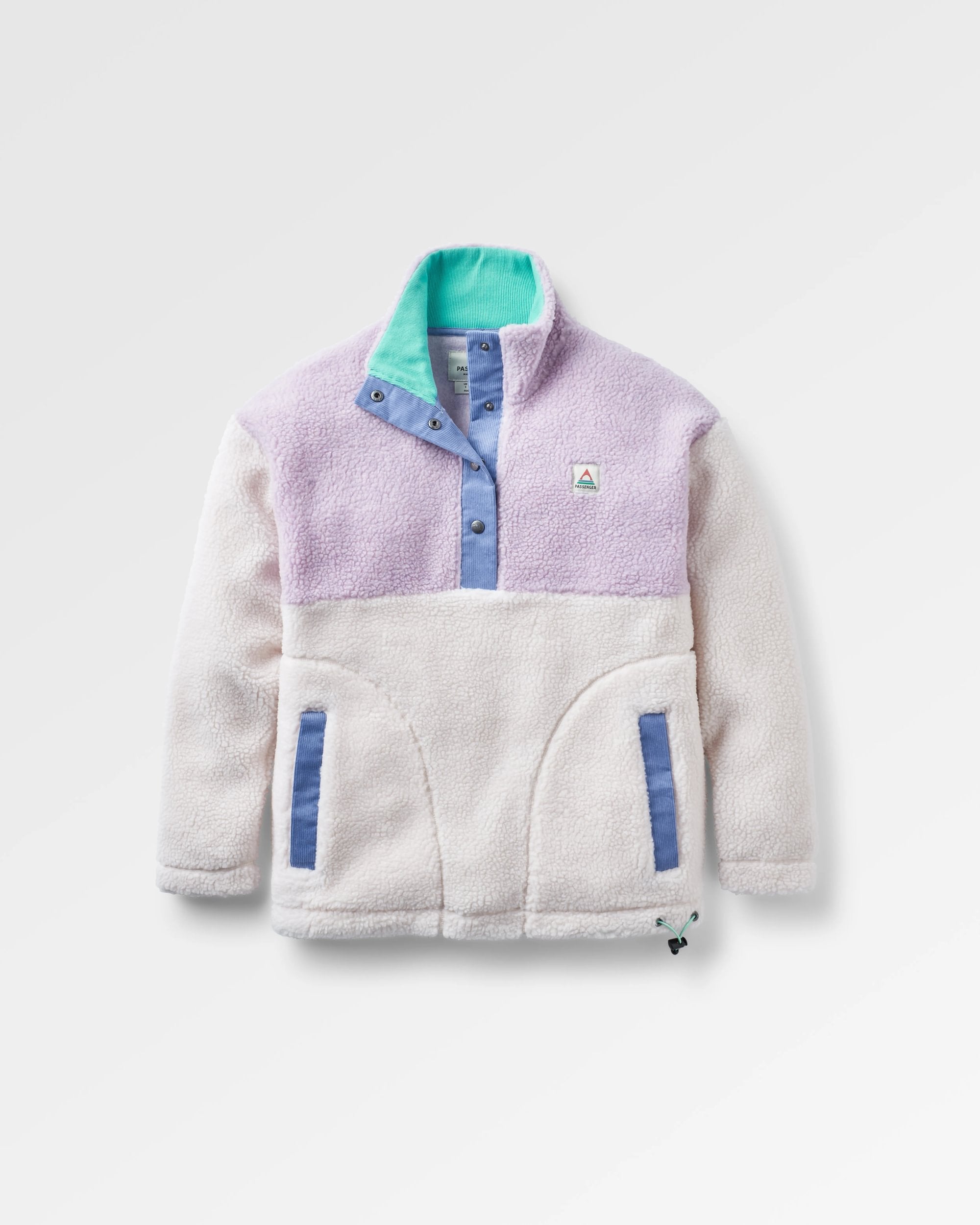 Create Recycled Deep-Pile Sherpa Fleece - Lilac Mist/ Vintage White - Flatlay