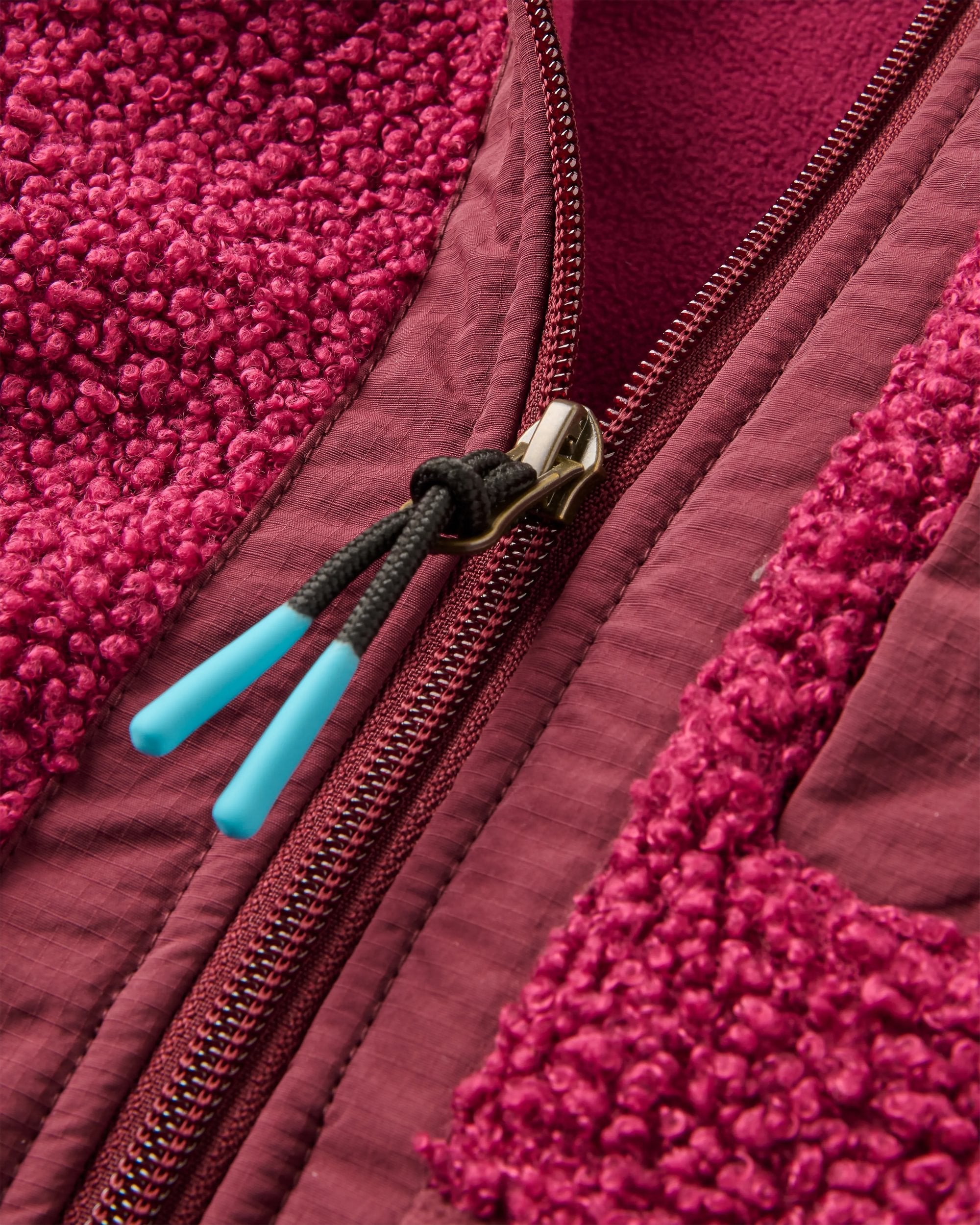 Oak Teddy Long Line Fleece - Fig/Wild Berry  - Flatlay