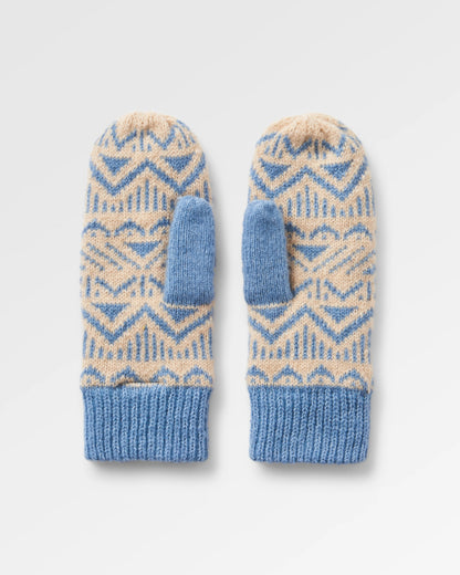 Nurture Recycled Fleece Lined Mittens - Faded Denim - Flatlay
