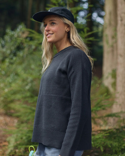Cove Organic Cotton Knitted Jumper - Black - Lifestyle