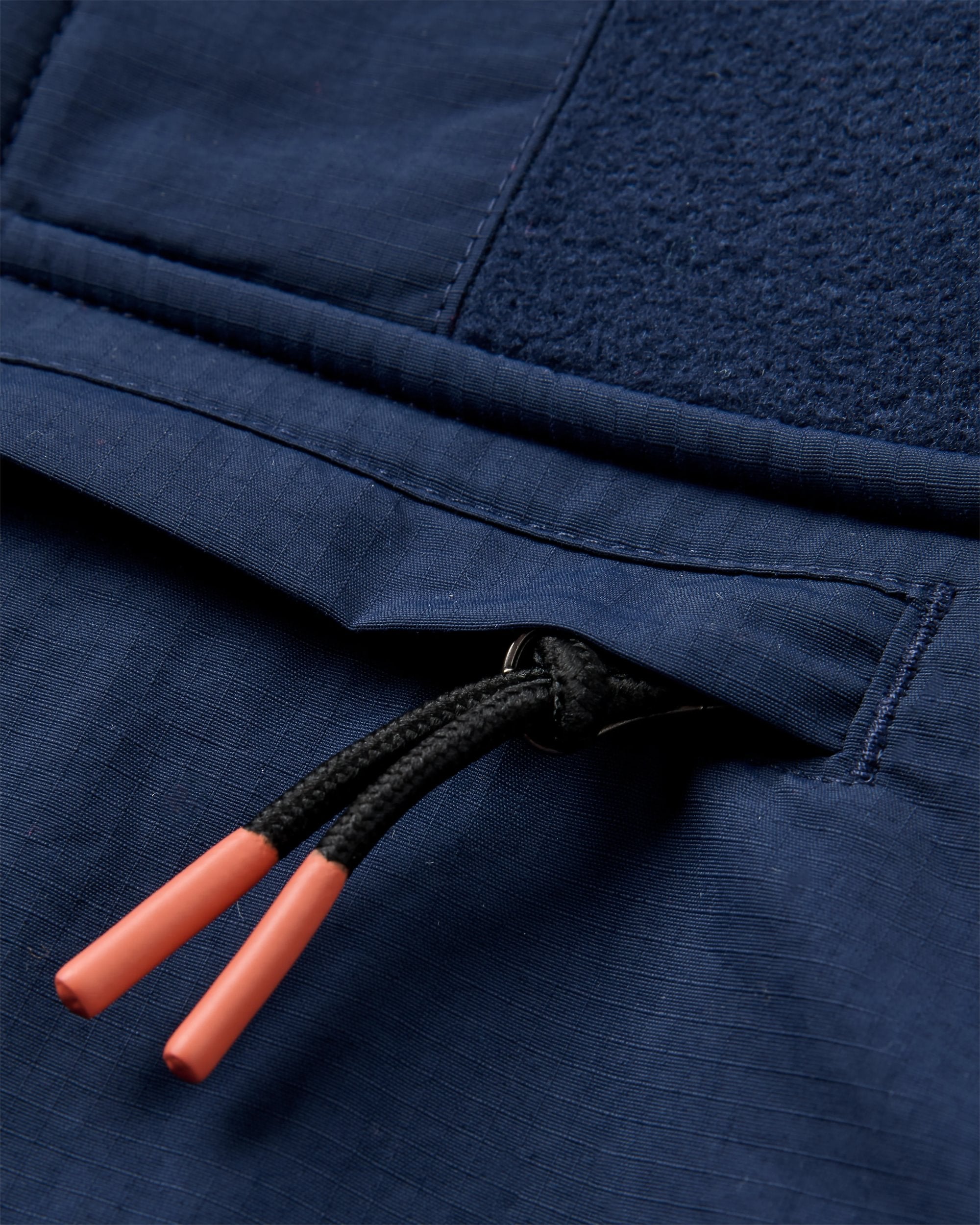 Woodland Hoodless Recycled Polartec® Fleece - Rich Navy/Dark Denim - Flatlay