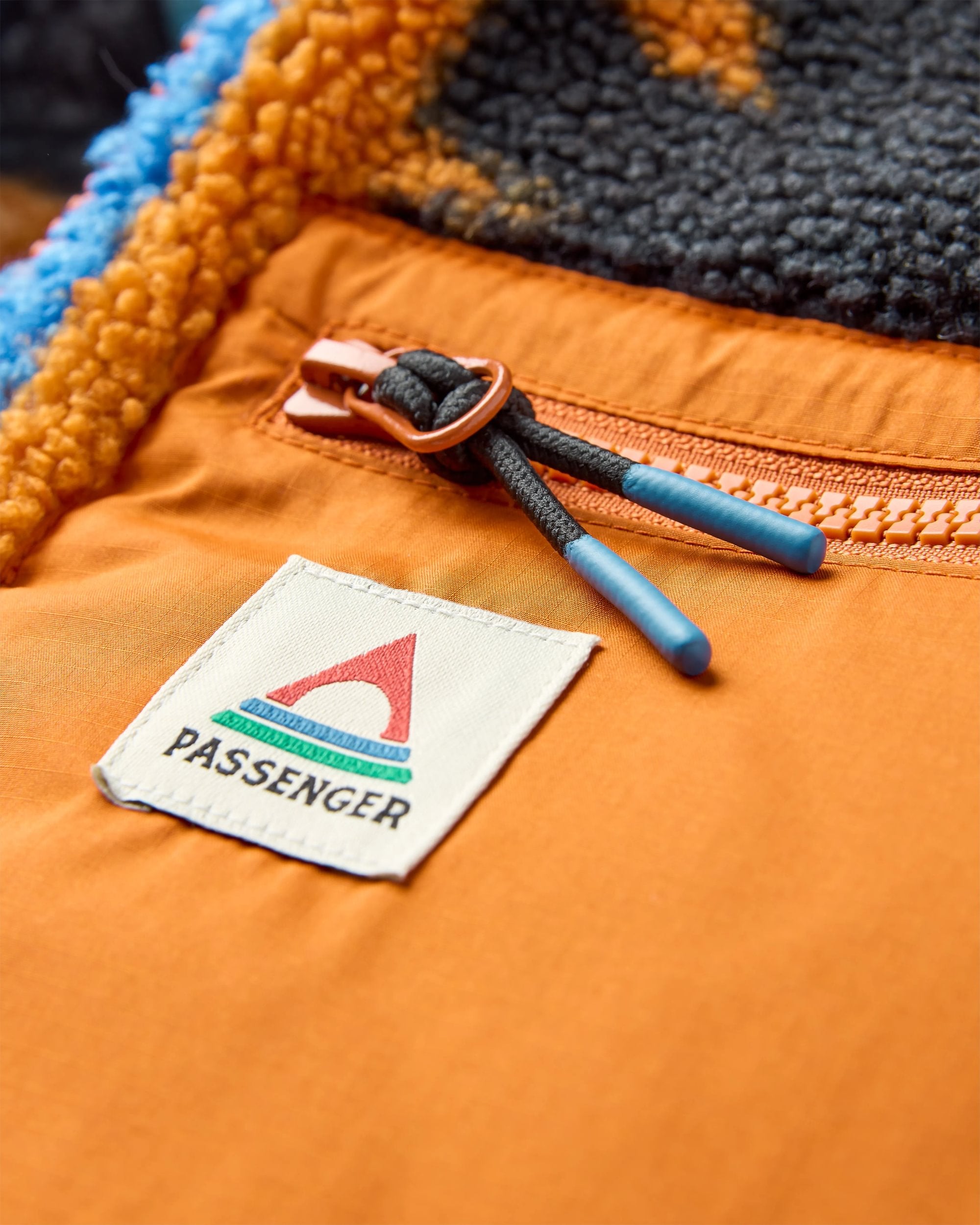 Ravi Recycled Sherpa Fleece - Mountain Foliage Blue - Flatlay