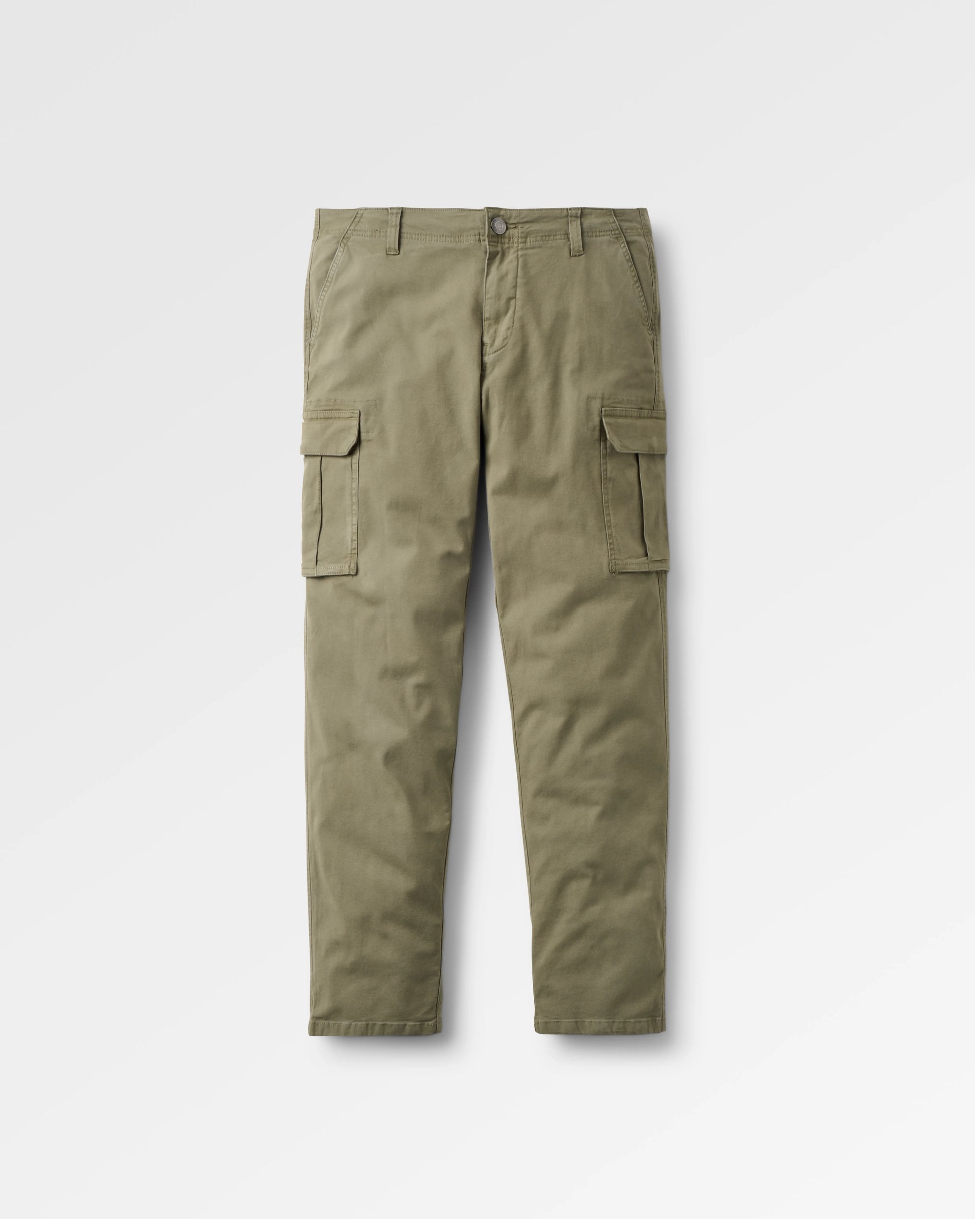 Lakeside Cargo Cotton Trouser - Dusty Olive - Flatlay