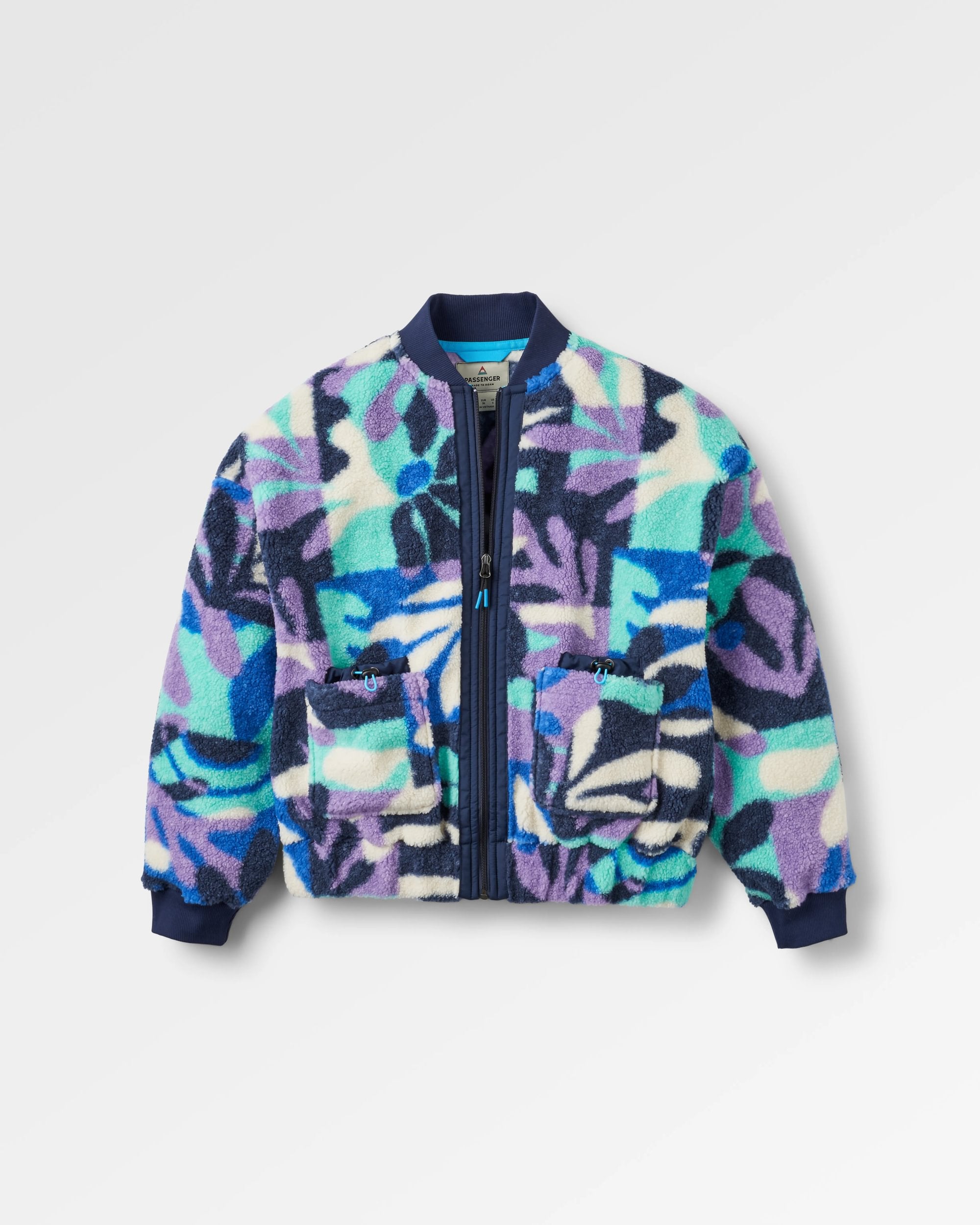 Lucia Recycled Sherpa Fleece - Mountain Foliage Purple - Flatlay