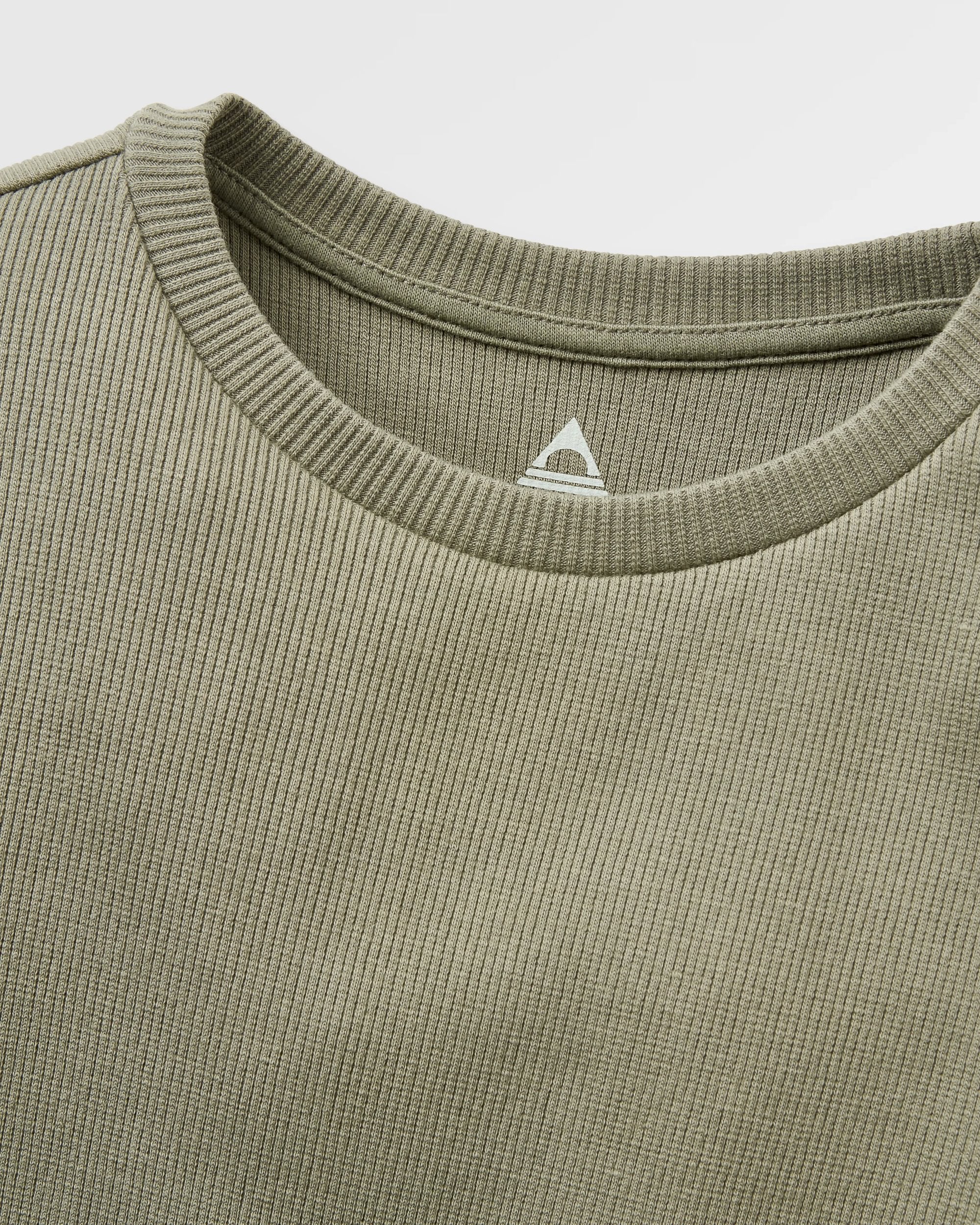 Out There Ribbed Cropped T-Shirt - Dusty Olive - Flatlay