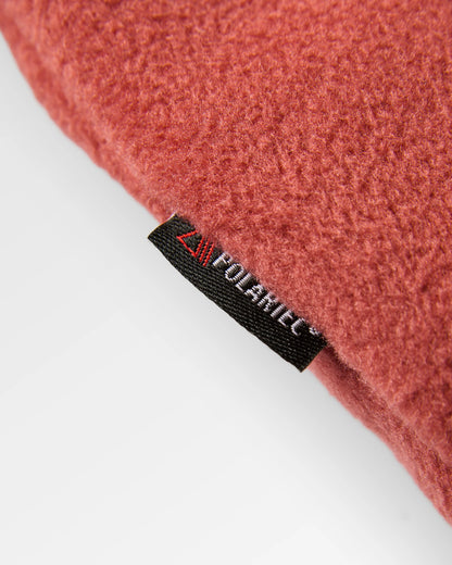 Woodland Hoodless 1/2 Zip Recycled Polartec® Fleece - Redwood/Charcoal - Flatlay