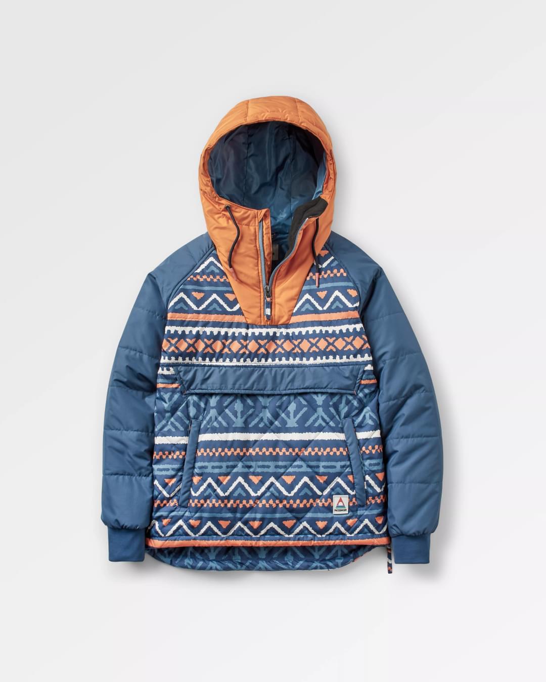 Ocean Recycled Insulated 1/2 Zip Jacket - Homespun Stripe Navy - Flatlay