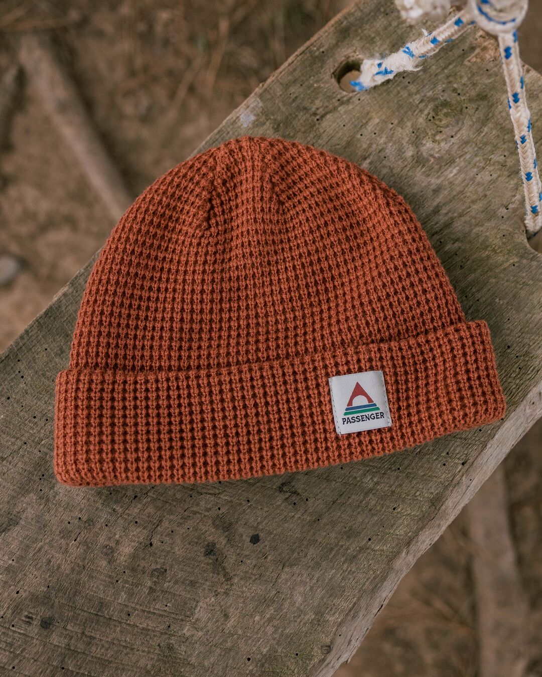 Moss Double Layer Recycled Waffle Beanie - Baked Clay - Lifestyle