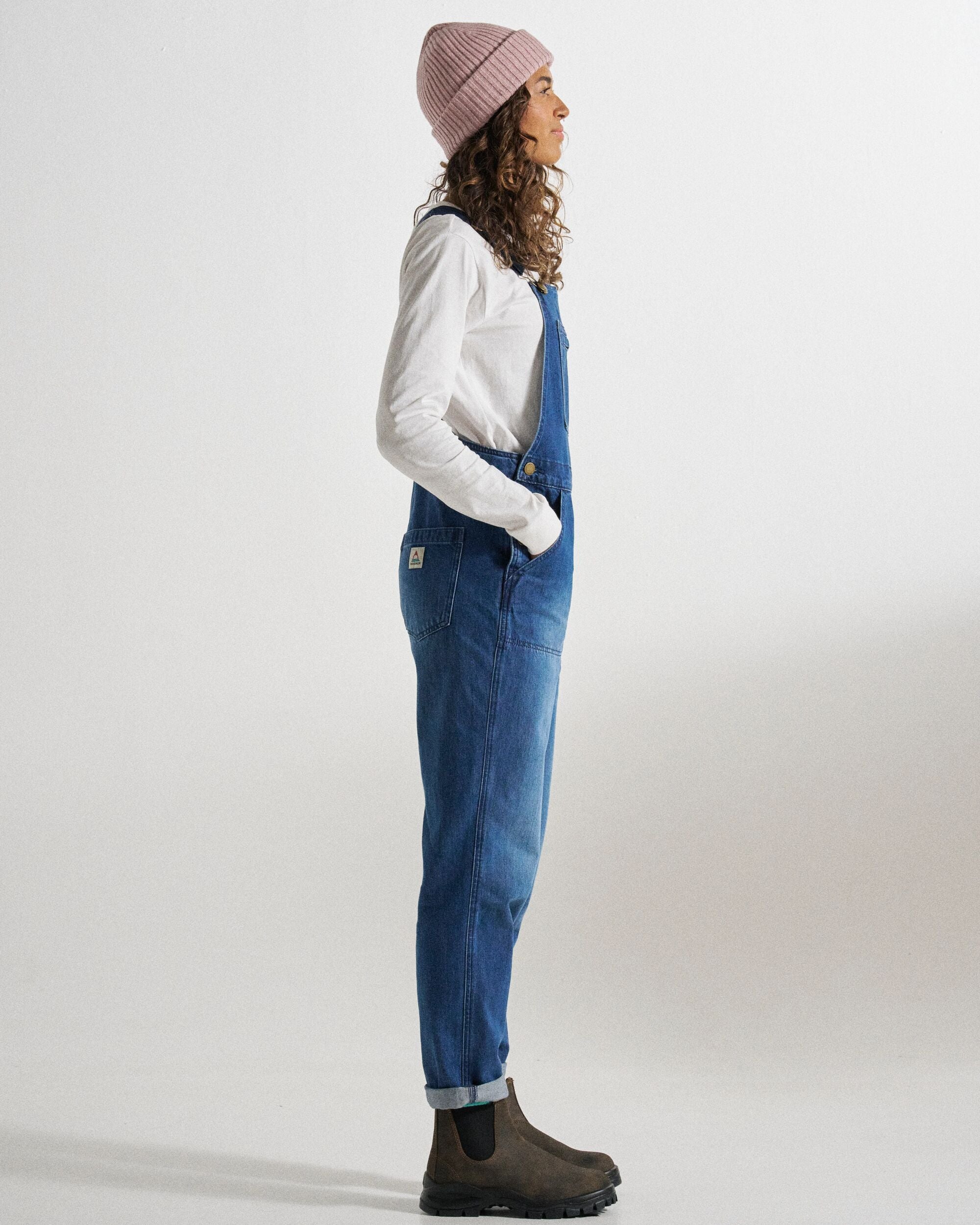 Shuffle Denim Dungarees - Denim Blue - Studio Model