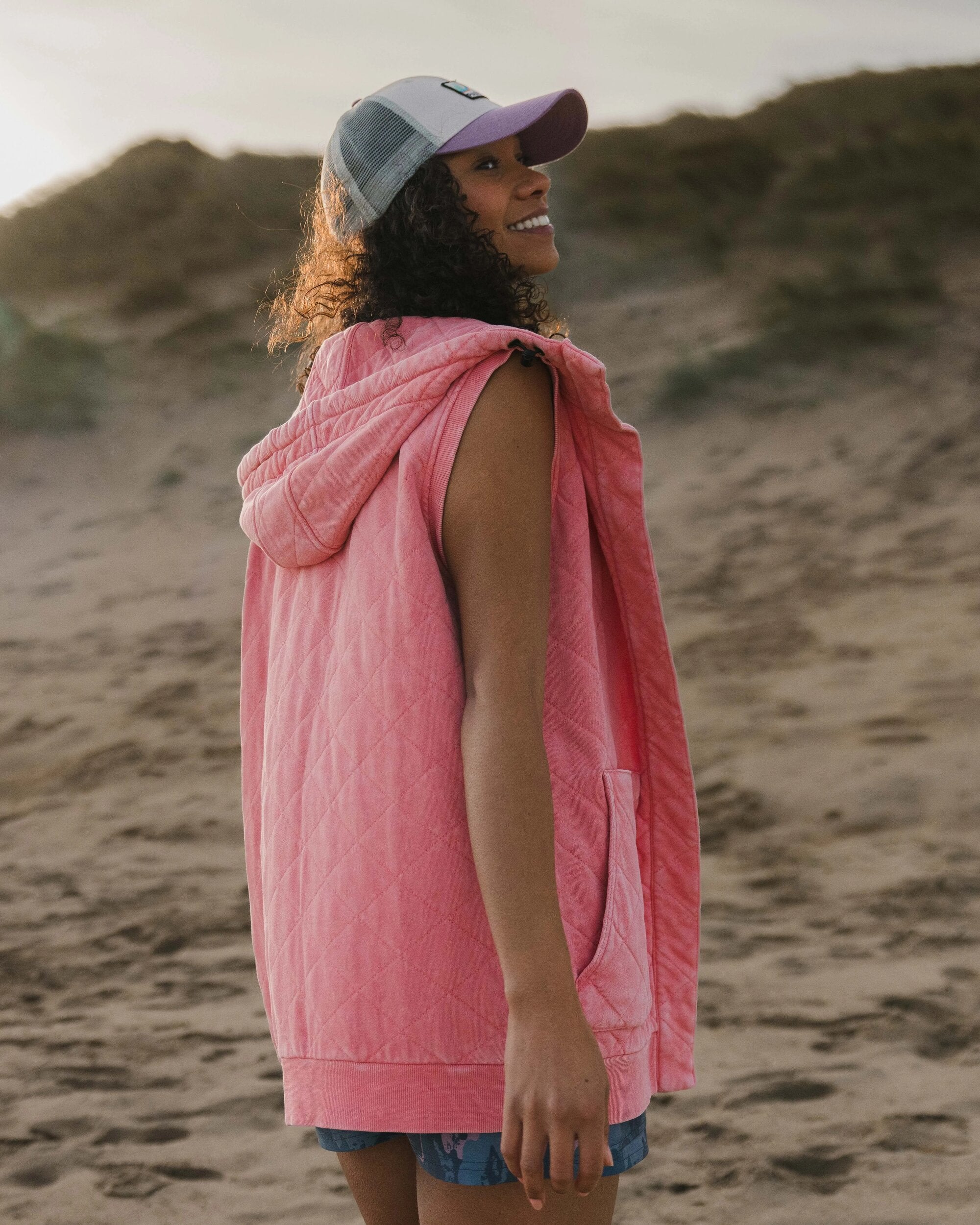 Clementine Recycled Quilted Vest - Shell Pink - Lifestyle