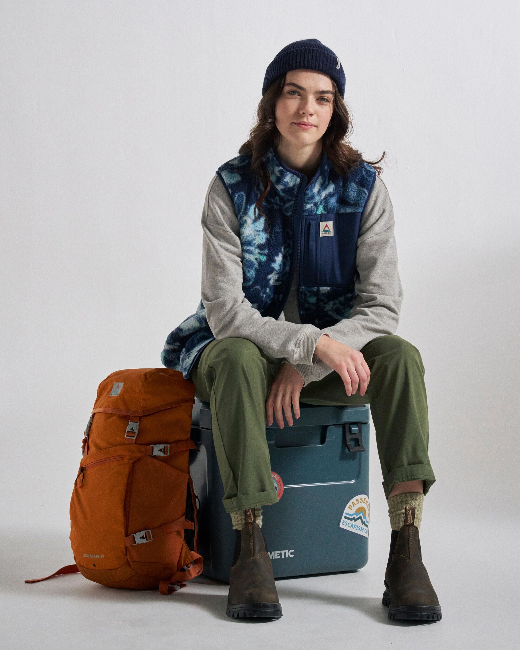 Fairbanks Recycled Sherpa Gilet - Frost Rich Navy - Studio Model