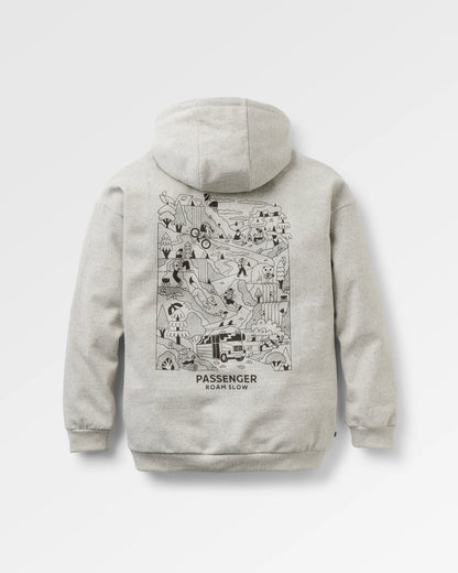 Roam Slow Women's Recycled Cotton Hoodie - Light Grey Marl - Flatlay