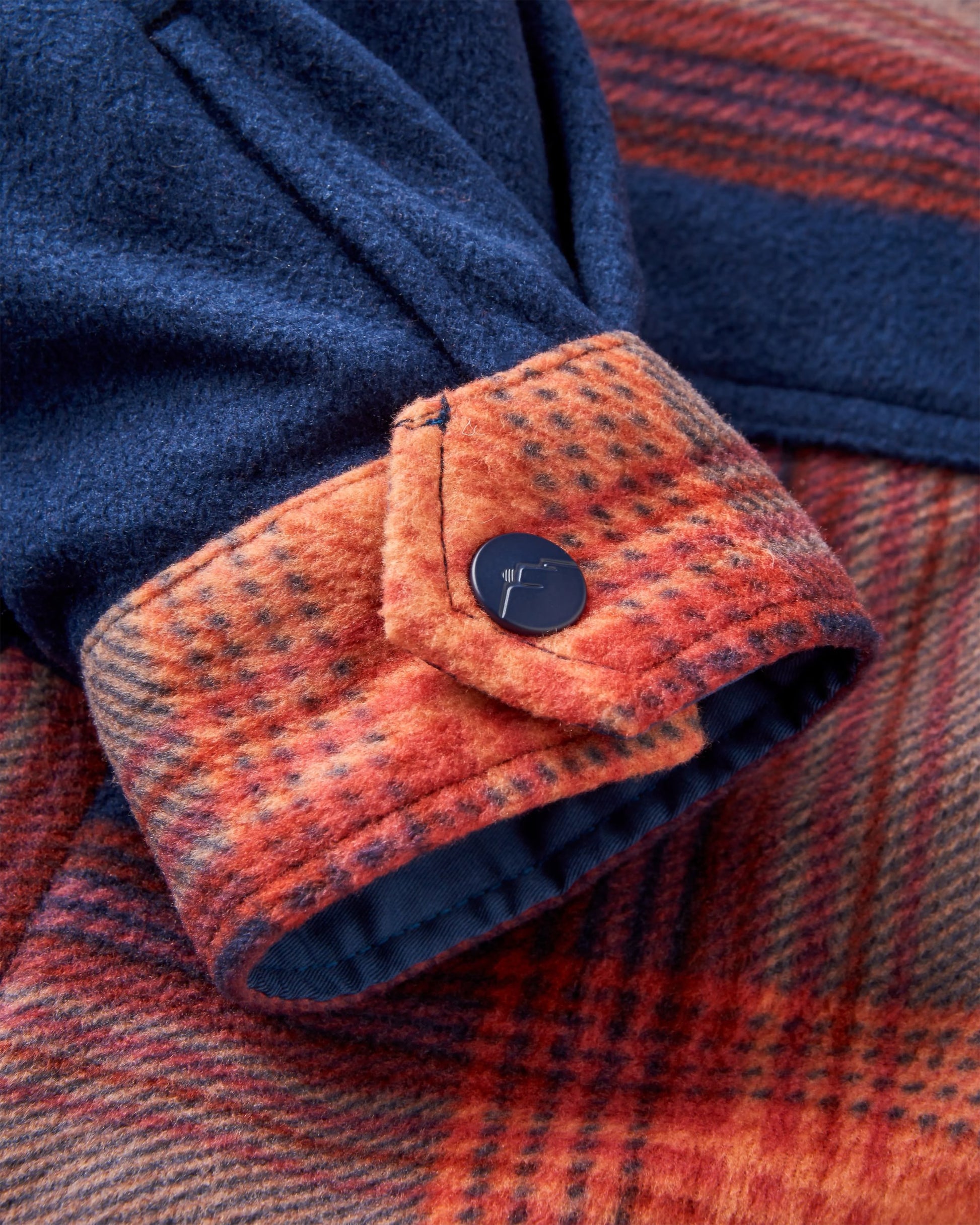 East Recycled Polar Fleece Shirt - Rich Navy/ Red Ochre Check