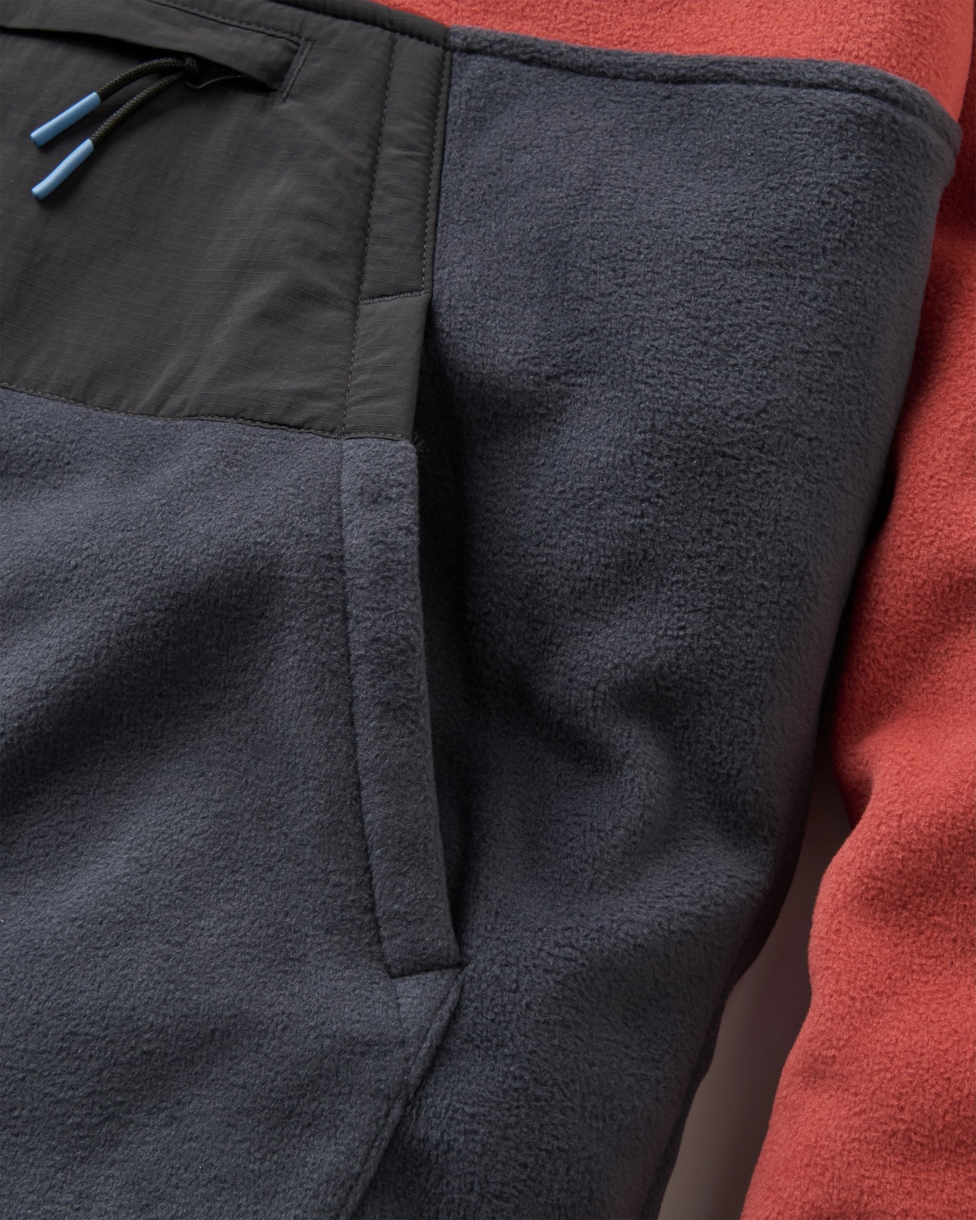 Woodland Hooded 1/2 Zip Recycled Polartec® Fleece - Redwood/Charcoal - Flatlay