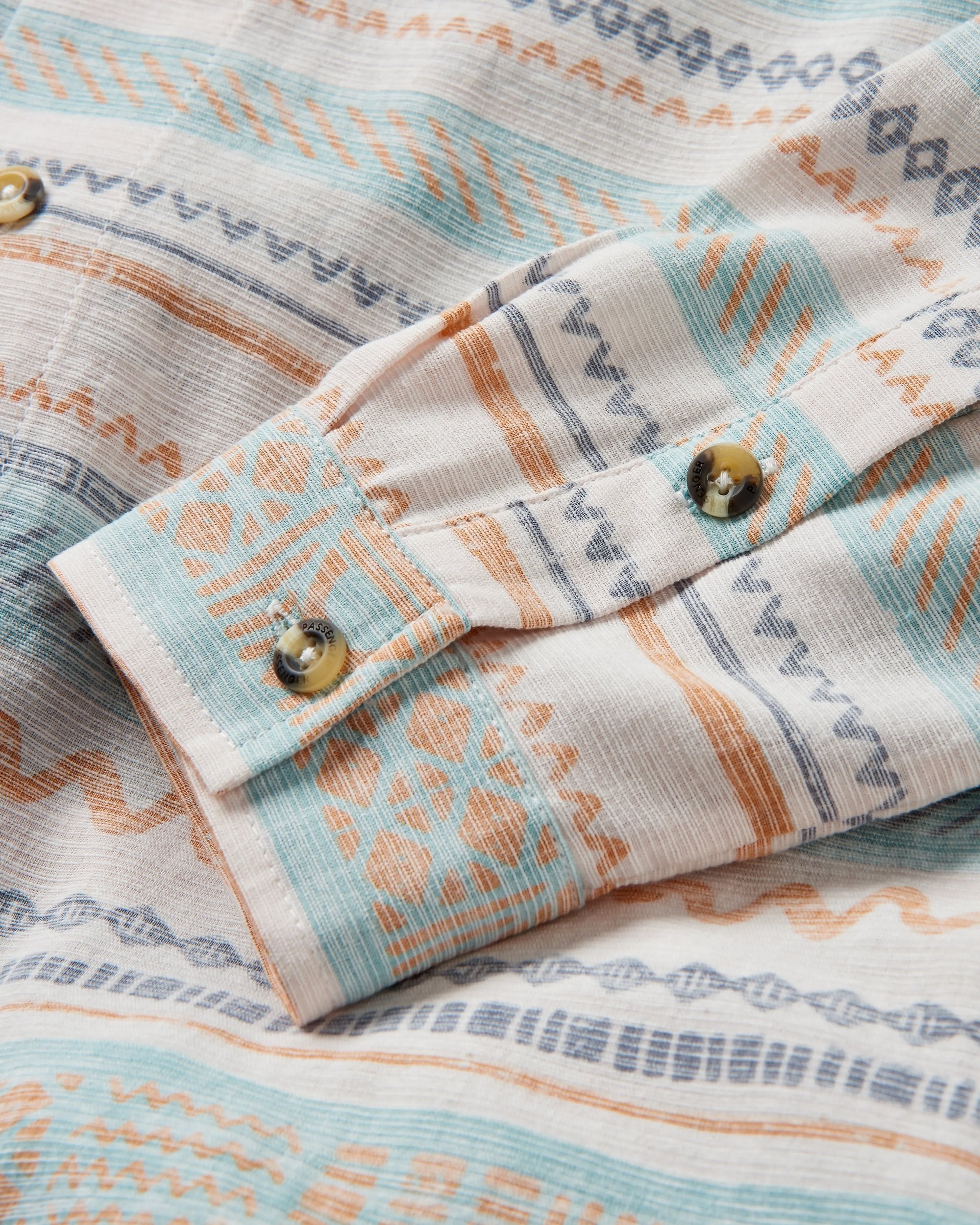 Amboro Organic Cotton Shirt - Patchwork Stripe Birch - Flatlay