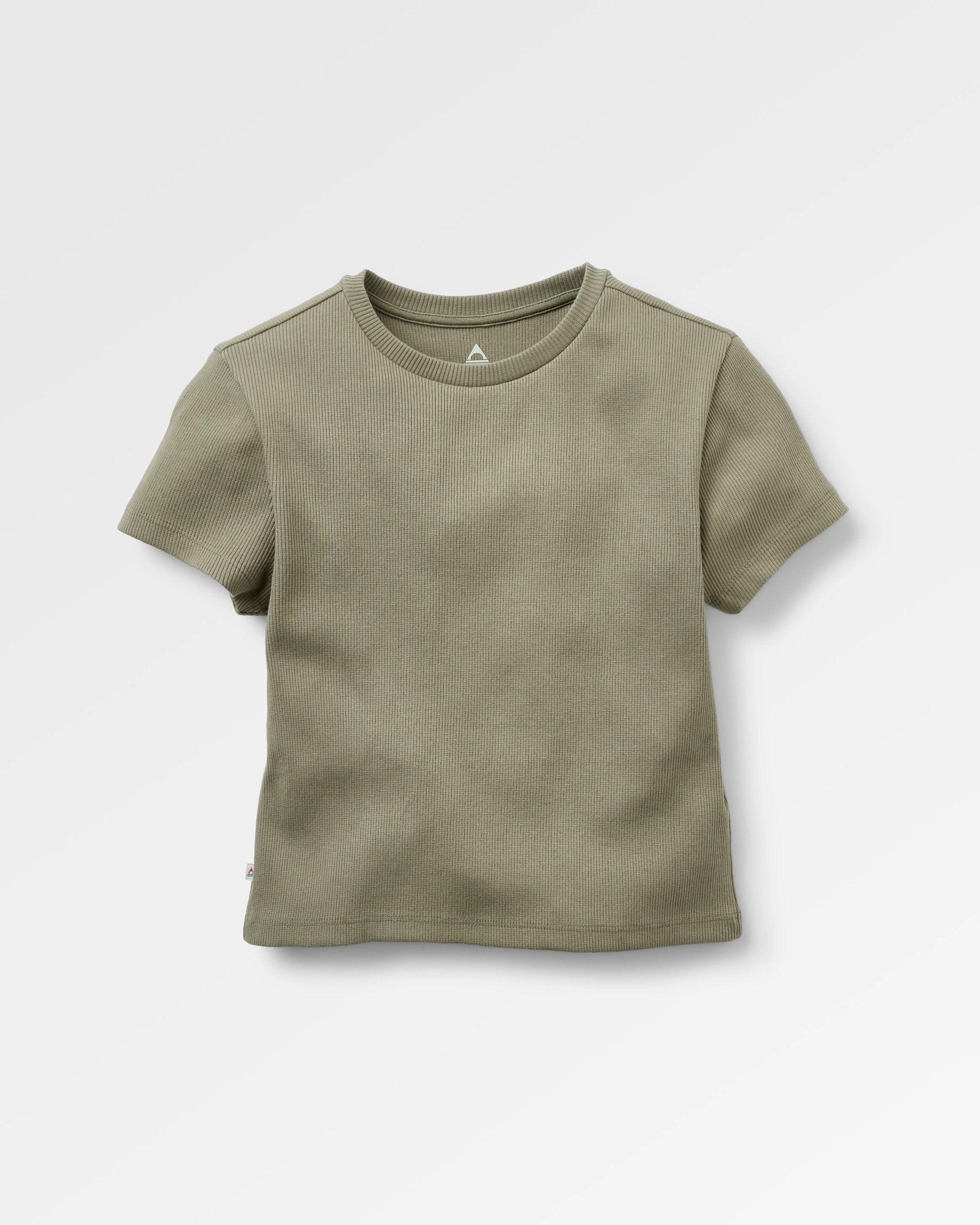 Out There Ribbed Cropped T-Shirt - Dusty Olive - Flatlay