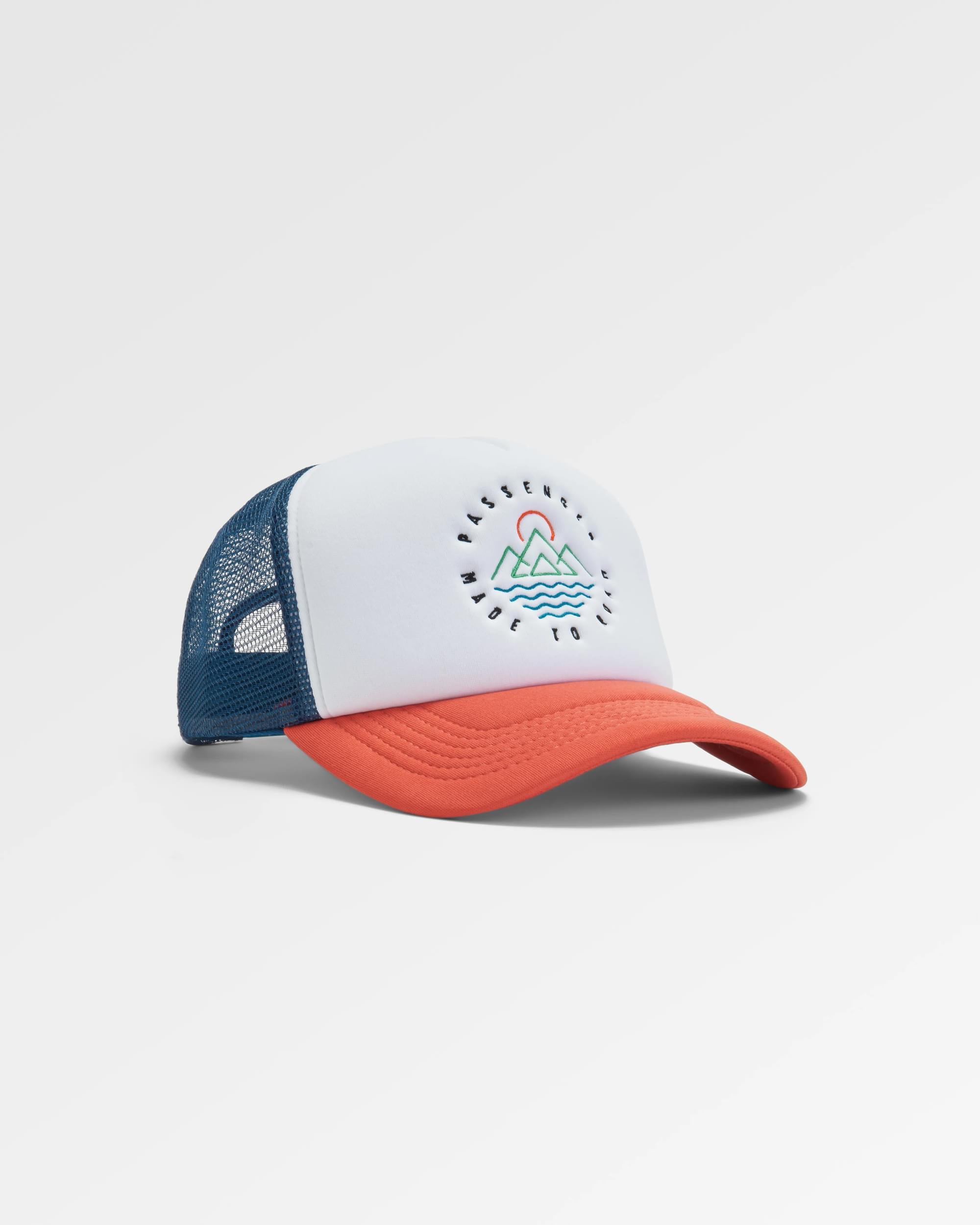 Escapism Trucker Cap - Moonlight Blue/Red Spice - Flatlay