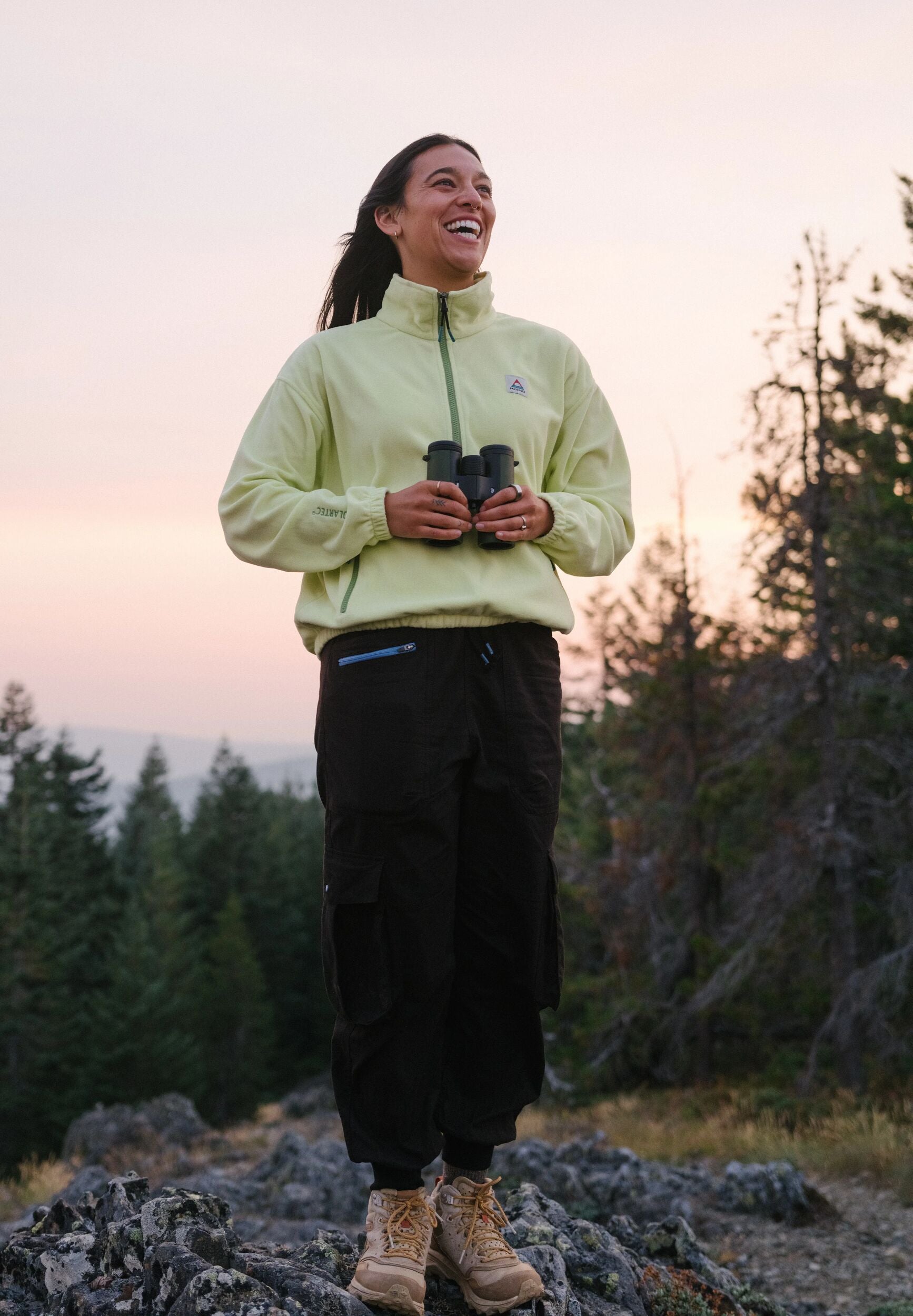 Ayla Recycled Micro Polartec® Fleece - Soft Lime Juice - Lifestyle