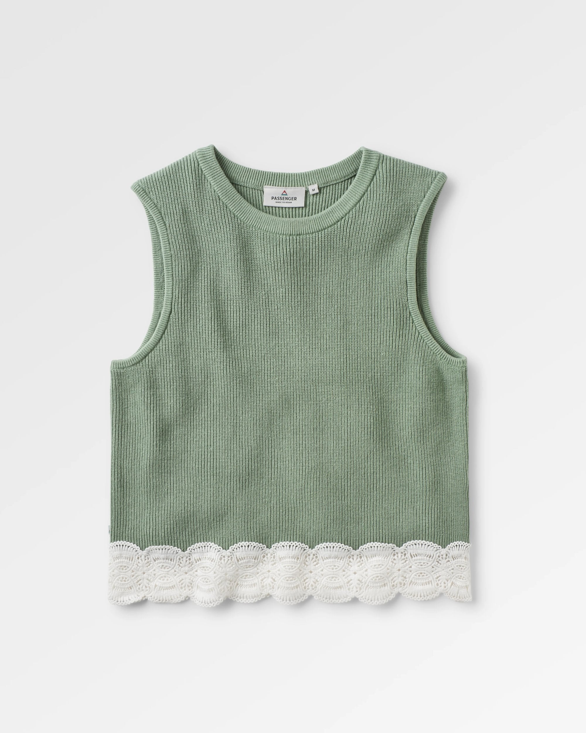 Vintage Organic Knitted Vest - Pistachio - Flatlay