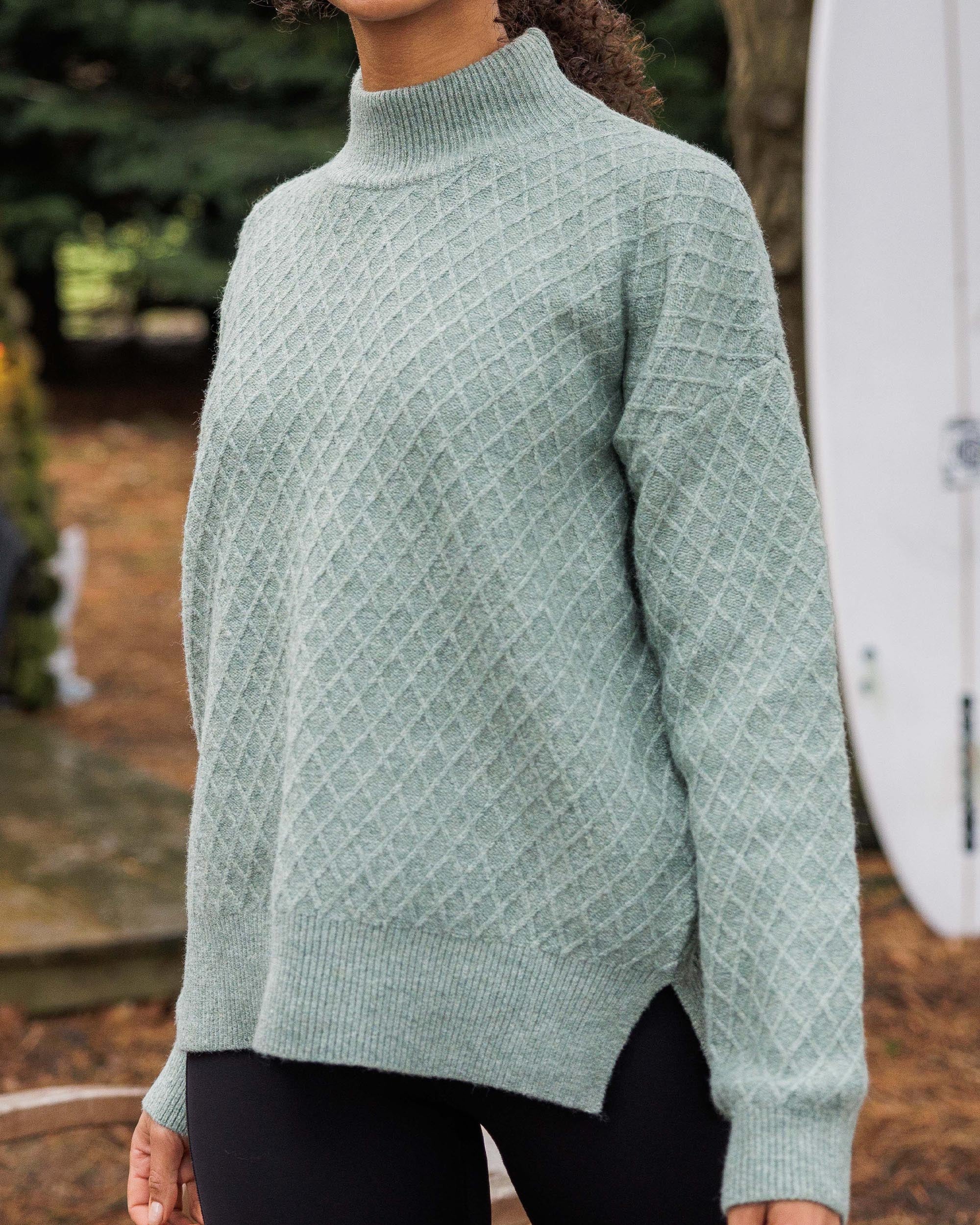 Hinterland Recycled Knitted Jumper - Pistachio - Lifestyle