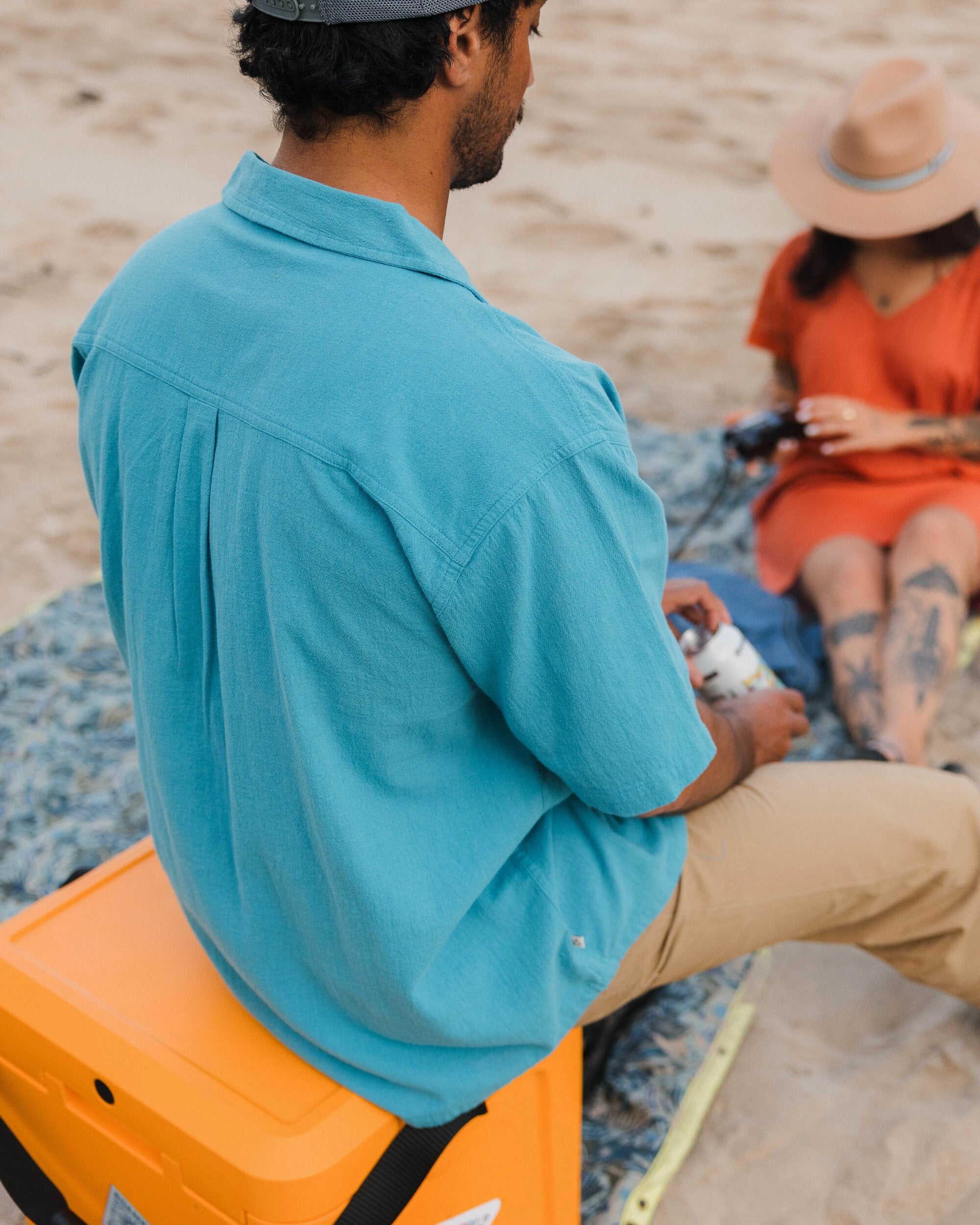 Cove Organic Cotton Short Sleeve Shirt - Blue Pool - 