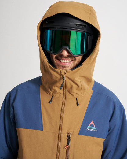 Snowscape Men's Recycled Jacket - Dark Denim/Toffee - Studio Model