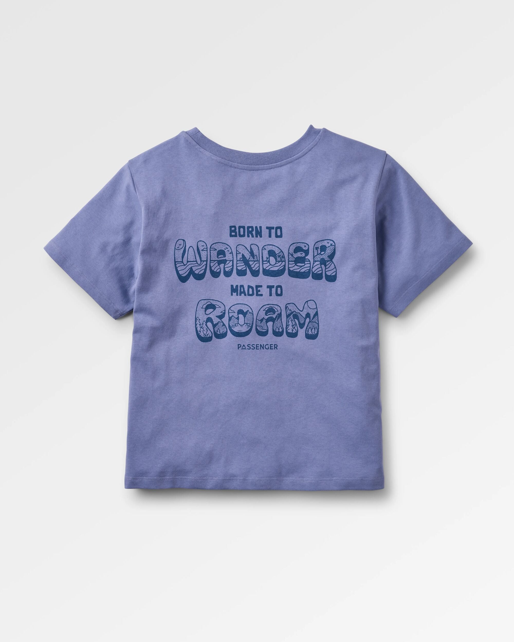 Woodcut Recycled Cotton T-Shirt - Retro Purple - Flatlay