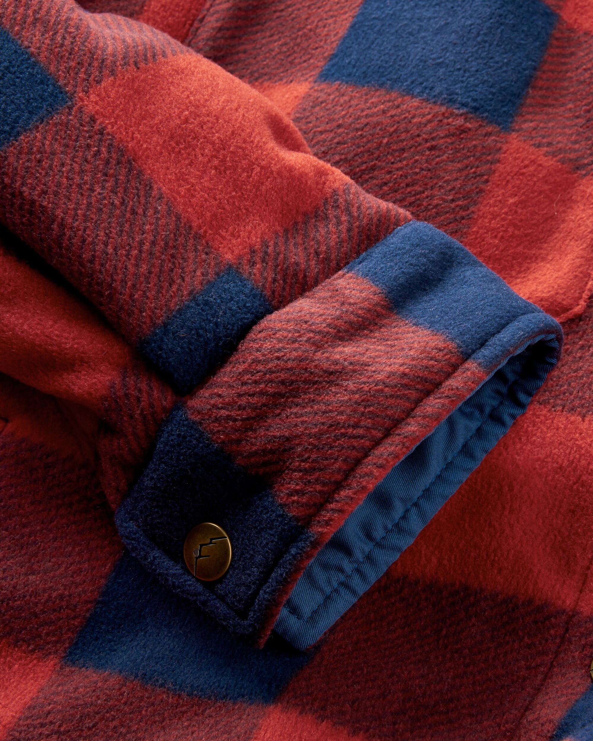 Orion Recycled Sherpa-Lined Polar Fleece Shirt - Red Ochre Buffalo - Flatlay