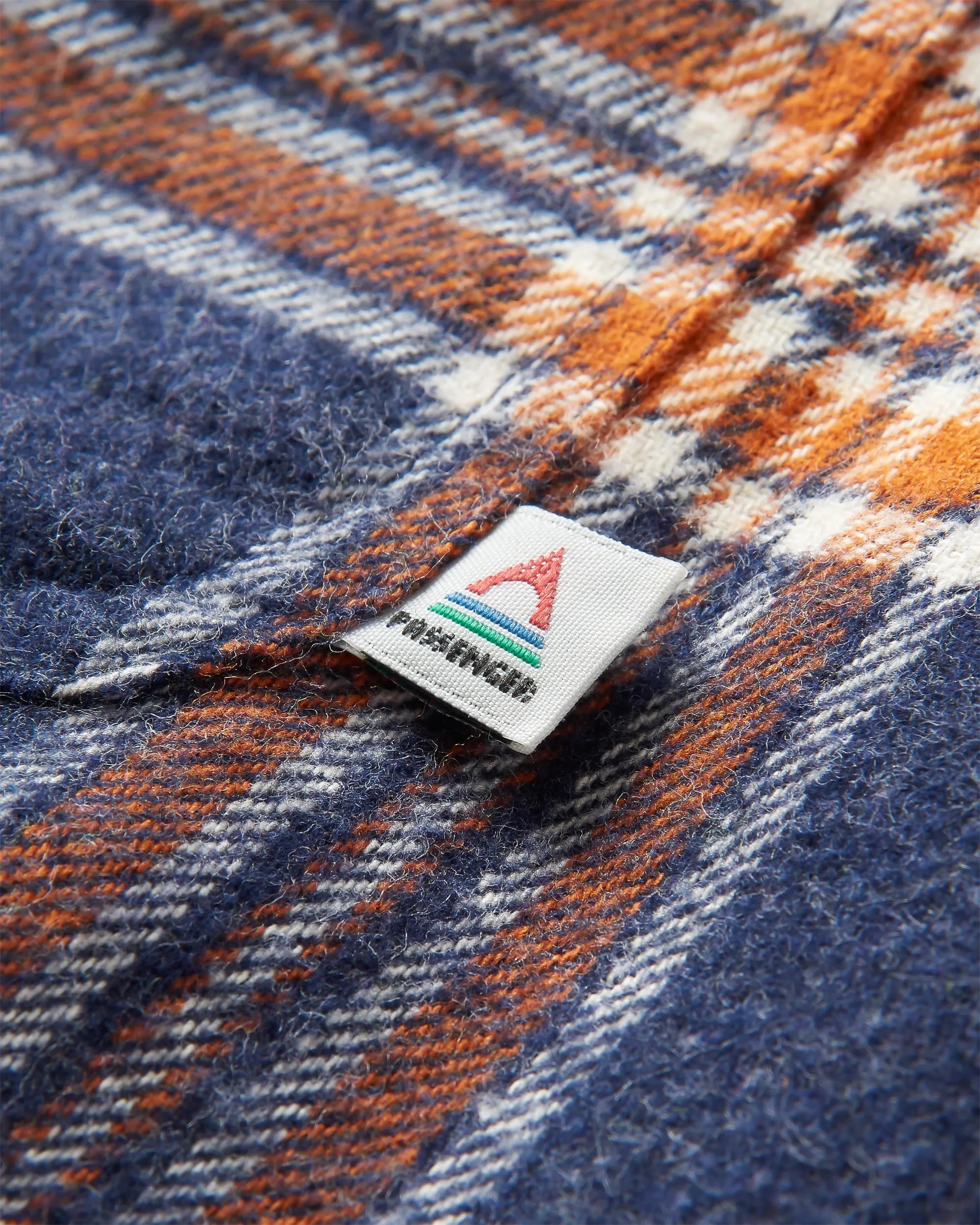 Rustic Organic Cotton Heavyweight Overshirt - Rich Navy Check - Flatlay