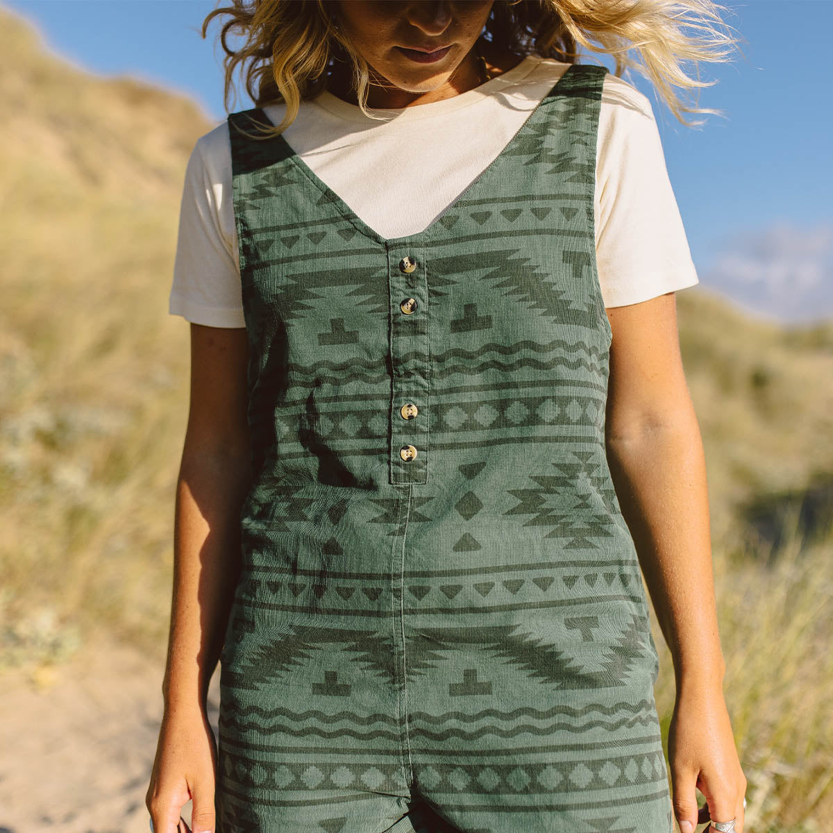 Fun Days Recycled Cord Playsuit - Dark Ivy Adrift