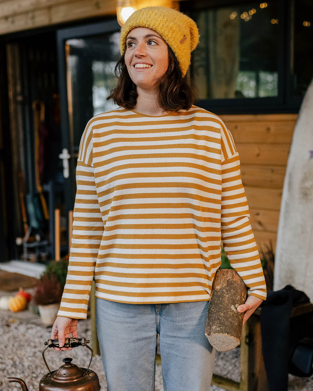 Panorama Striped Ls T-Shirt - Amber Gold