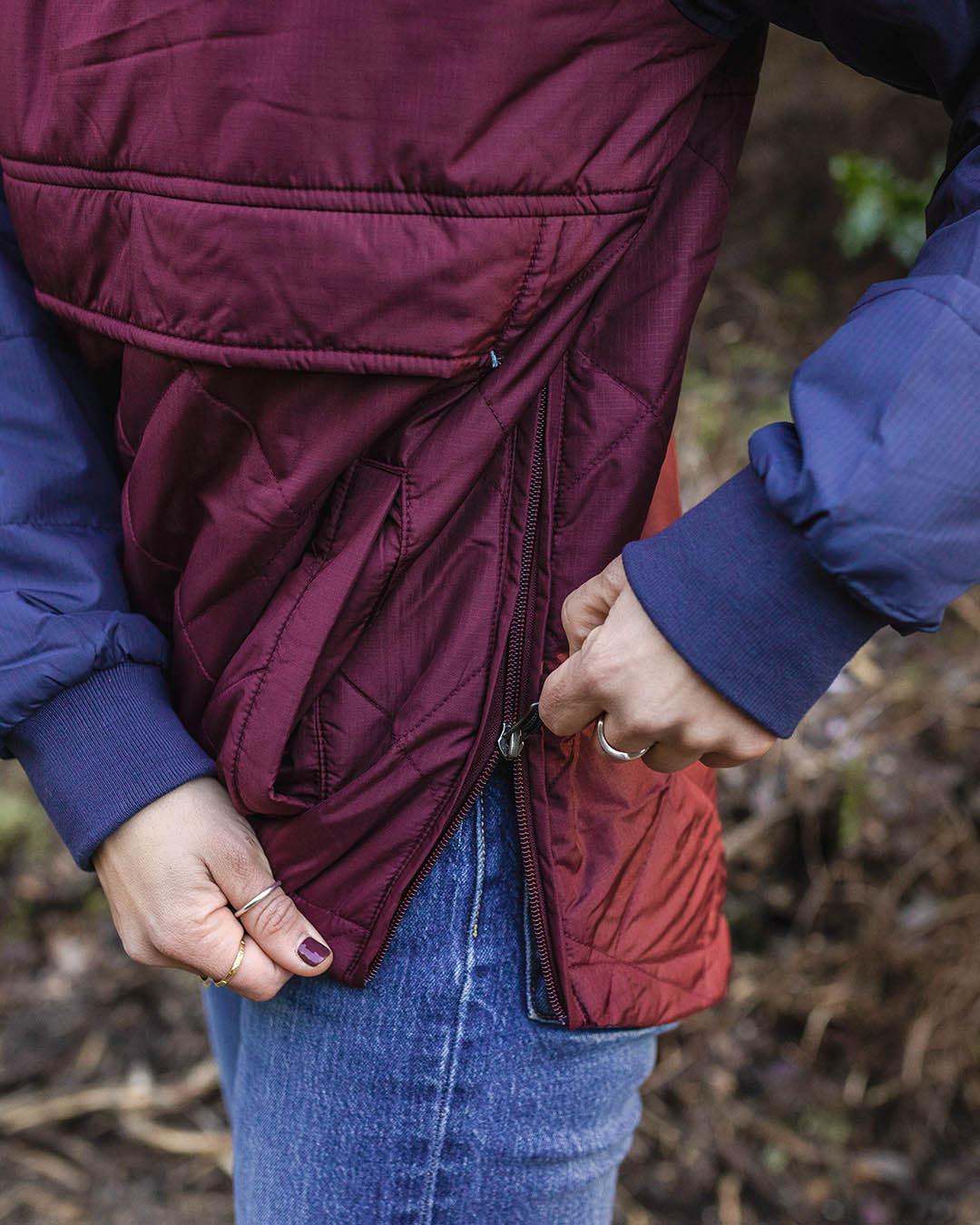 Ocean Recycled Insulated 1/2 Zip Jacket - Wine