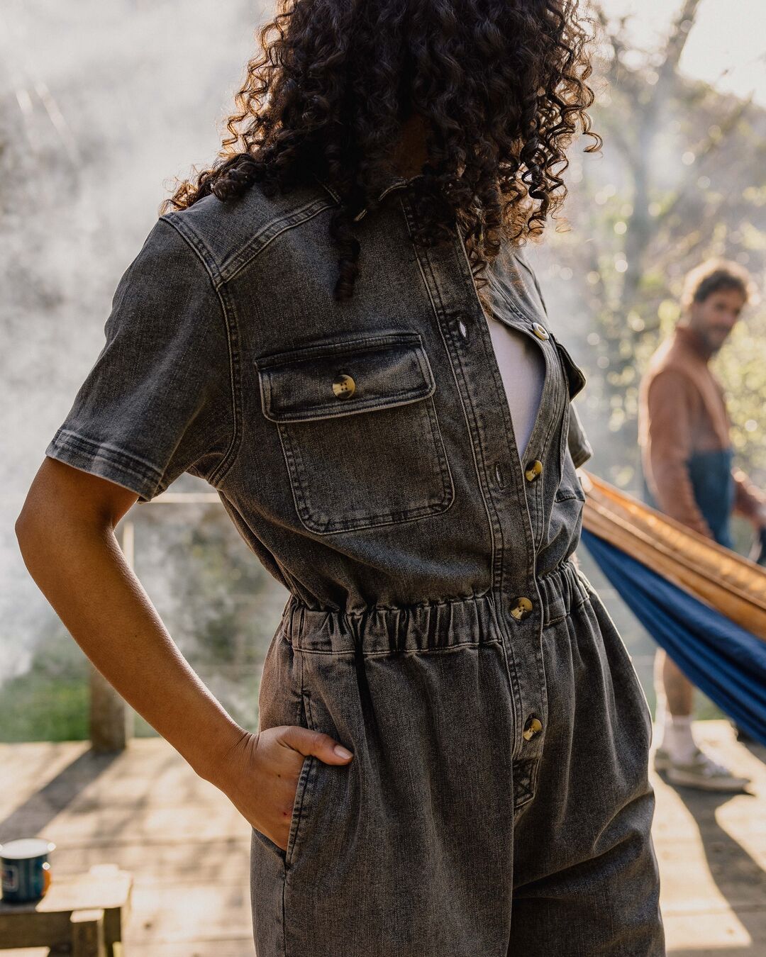 Bluebell Boiler Suit - Washed Black Denim