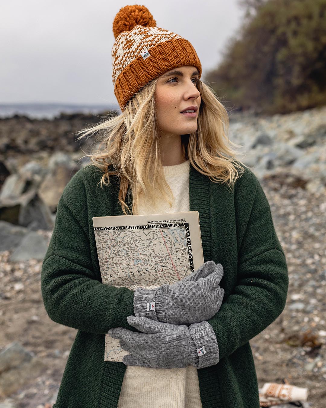 Womens_Gale Recycled Acrylic Knitted Gloves - Flecked Grey Marl